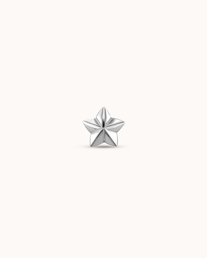 3D Star Piercing Stud In Platinum