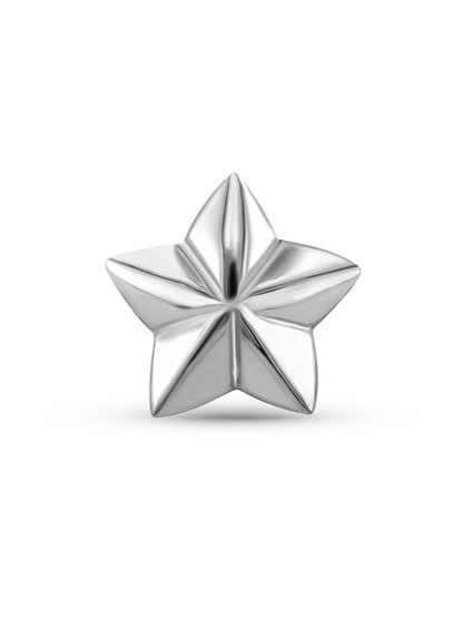 3D Star Piercing Stud In Platinum