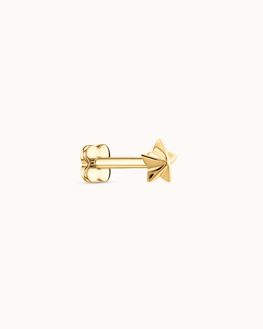 3D Star Piercing Stud In Gold