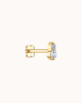 Double Round Crystal Piercing Stud In Gold