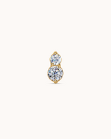 Double Round Crystal Piercing Stud In Gold