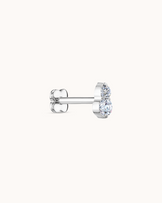 Double Round Crystal Piercing Stud In Platinum