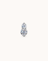 Double Round Crystal Piercing Stud In Platinum