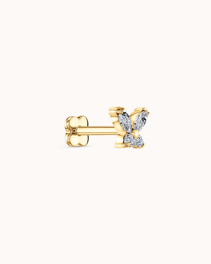 Crystal Butterfly Piercing Stud In Gold