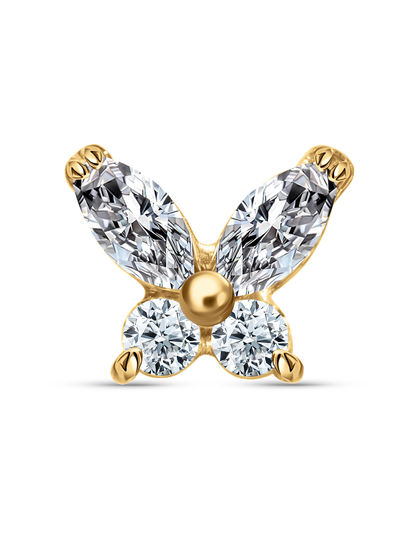 Crystal Butterfly Piercing Stud In Gold