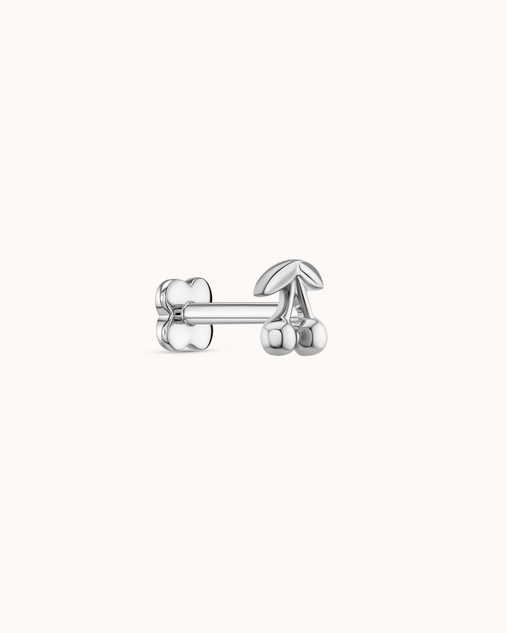 Cherry Piercing Stud In Platinum
