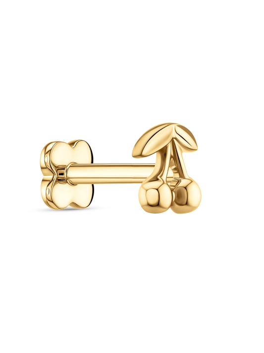 Cherry Piercing Stud In Gold