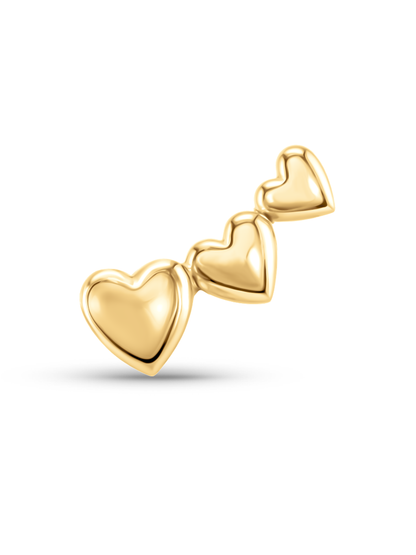 Triple Heart Bar Piercing Stud In Gold