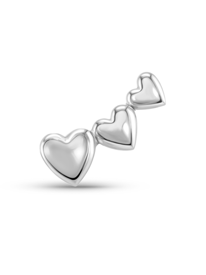 Triple Heart Bar Piercing Stud In Platinum