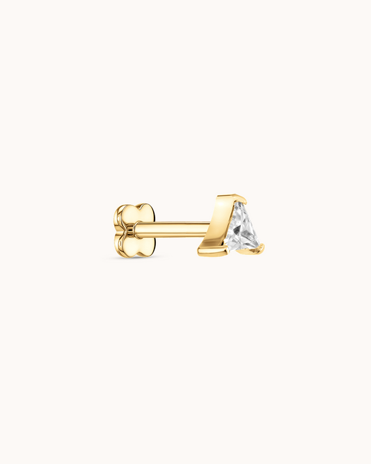 Crystal Triangle Piercing Stud In Gold