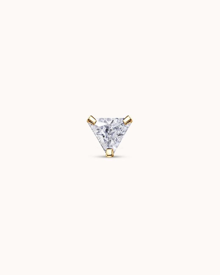 Crystal Triangle Piercing Stud In Gold