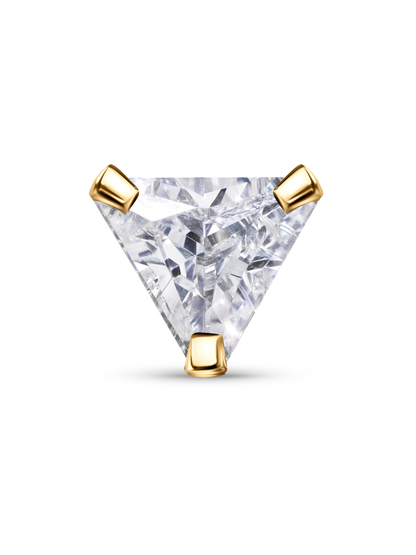 Crystal Triangle Piercing Stud In Gold