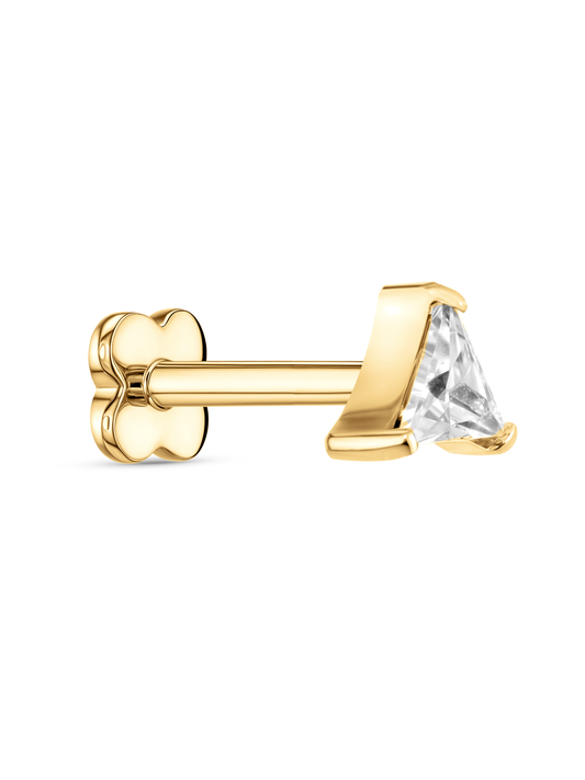 Crystal Triangle Piercing Stud In Gold