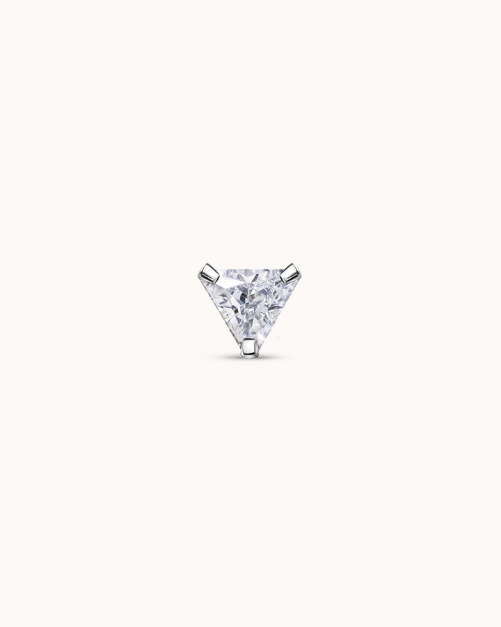 Crystal Triangle Piercing Stud In Platinum
