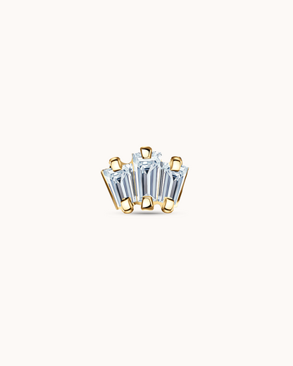 Triple Baguette Crystal Piercing Stud In Gold