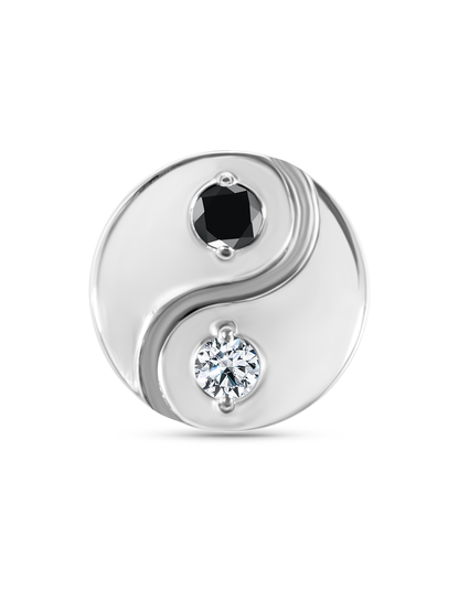 Crystal Yin-Yang Piercing Stud In Platinum