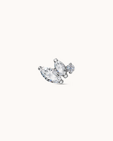 Triple Crystal Navette Piercing Stud In Platinum