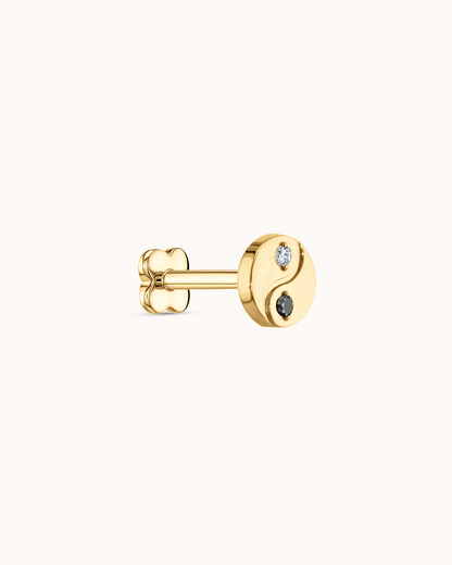 Crystal Yin-Yang Piercing Stud In Gold