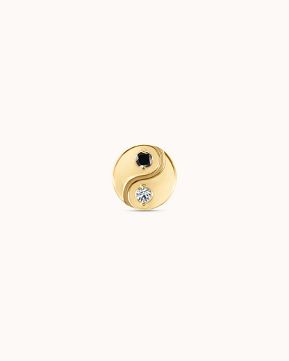 Crystal Yin-Yang Piercing Stud In Gold