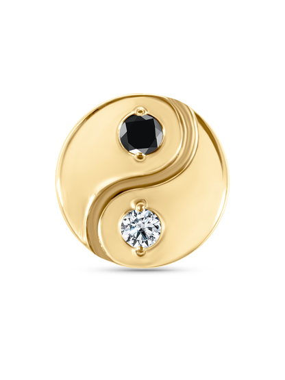 Crystal Yin-Yang Piercing Stud In Gold