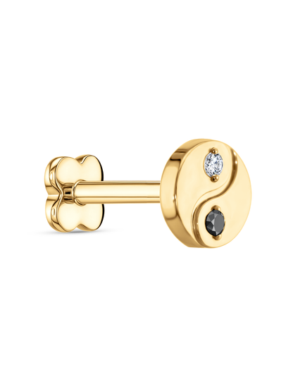 Crystal Yin-Yang Piercing Stud In Gold