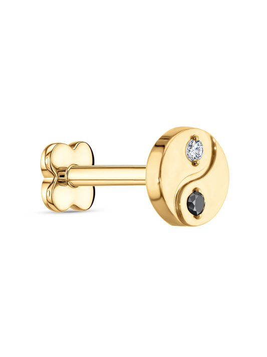 Crystal Yin-Yang Piercing Stud In Gold