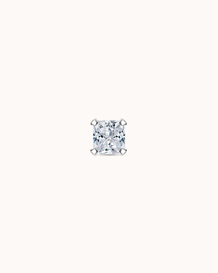 Square Crystal Piercing Stud In Platinum