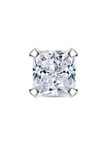 Square Crystal Piercing Stud In Platinum
