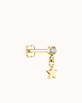 Round Crystal Star Drop Piercing Stud In Gold