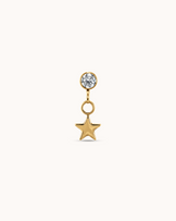 Round Crystal Star Drop Piercing Stud In Gold