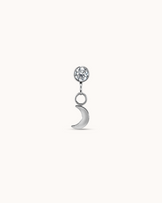 Round Crystal Moon Drop Piercing Stud In Platinum