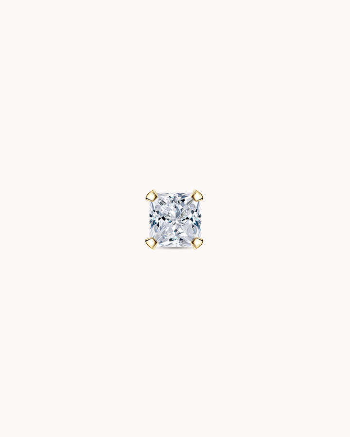 Square Crystal Piercing Stud In Gold