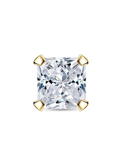 Square Crystal Piercing Stud In Gold