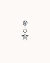 Round Crystal Star Drop Piercing Stud In Platinum