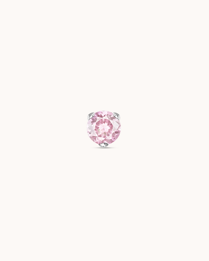 Light Pink Round Crystal Piercing Stud in Platinum