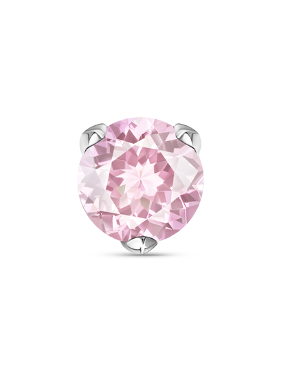 Light Pink Round Crystal Piercing Stud in Platinum
