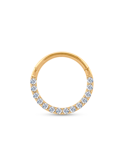 Seamless 14K Gold & White Topaz Pavé Hoop