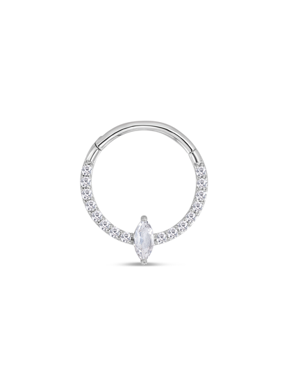 Fine 14K Gold & Lab-Grown Diamond Navette Seamless Hoop