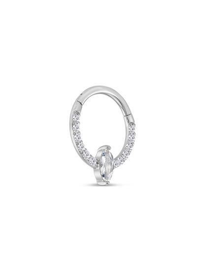 Fine 14K Gold & Lab-Grown Diamond Navette Seamless Hoop