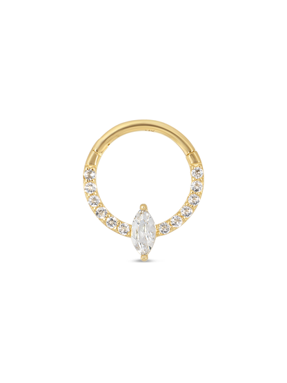 Fine 14K Gold & Lab-Grown Diamond Navette Seamless Hoop