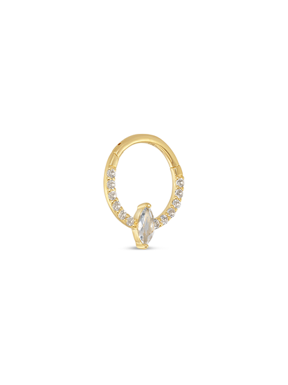 Fine 14K Gold & Lab-Grown Diamond Navette Seamless Hoop