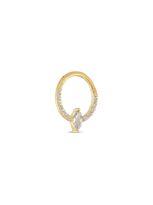 Fine 14K Gold & Lab-Grown Diamond Navette Seamless Hoop