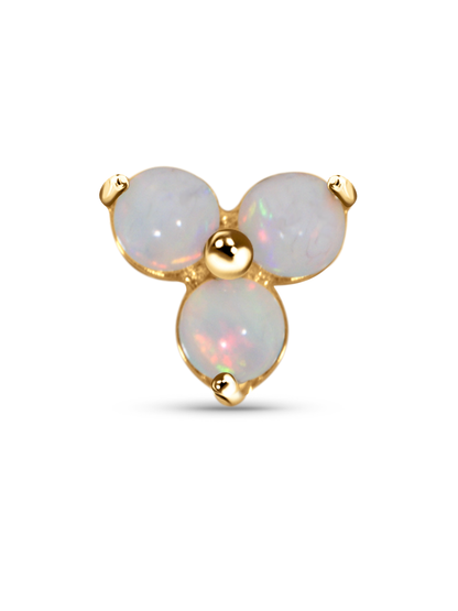 14K Gold & Opal Triple Round Opal Piercing Stud