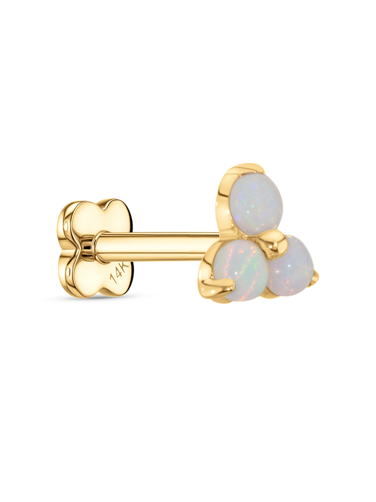 14K Gold & Opal Triple Round Opal Piercing Stud
