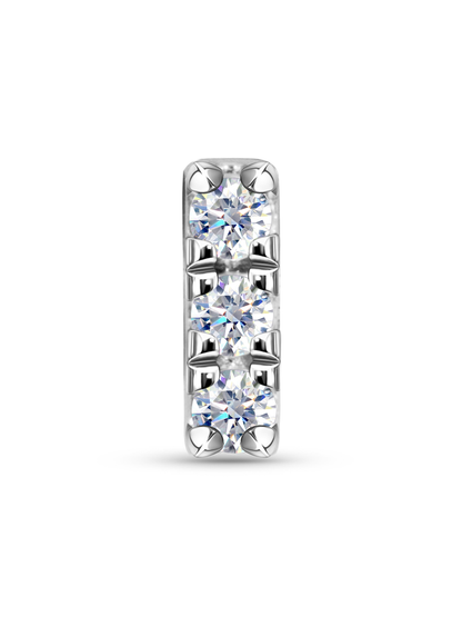 14K Gold & Triple White Topaz Bar Piercing Stud