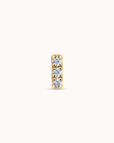 14K Gold & Triple White Topaz Bar Piercing Stud