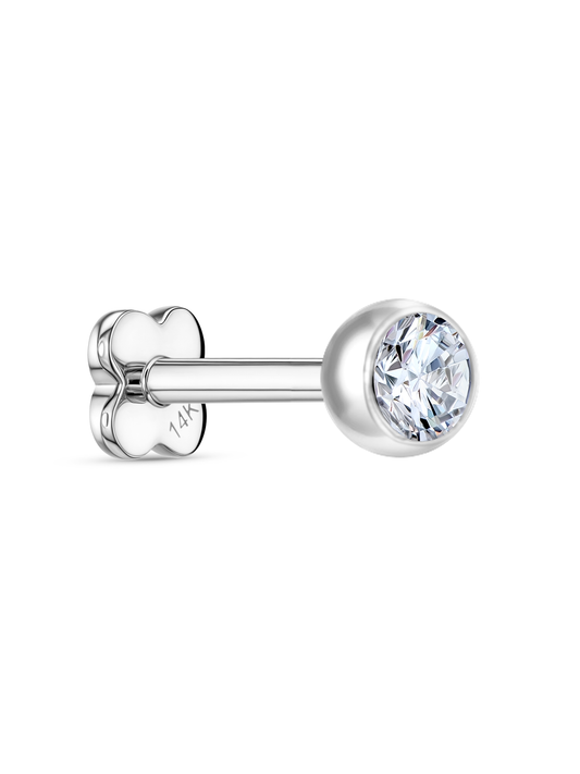 14K Gold & Lab-Grown Diamond Bezel Piercing Stud