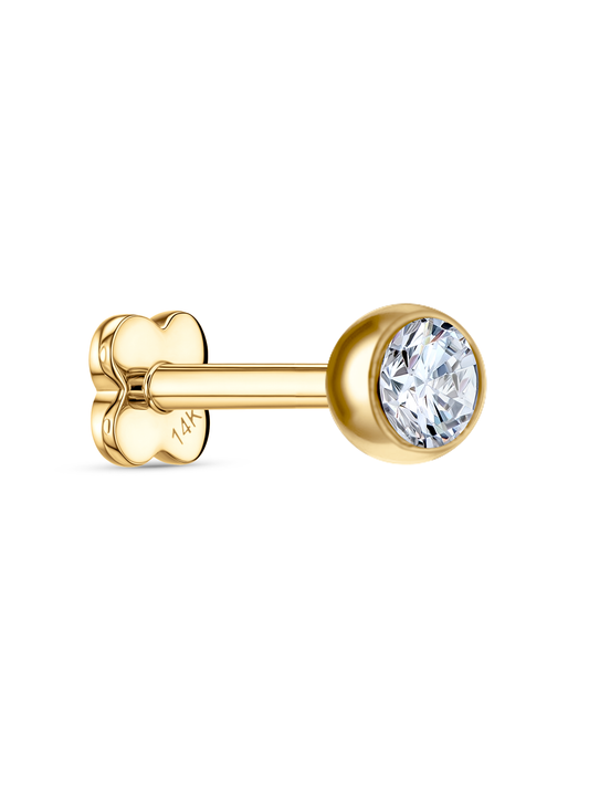 14K Gold & Lab-Grown Diamond Bezel Piercing Stud
