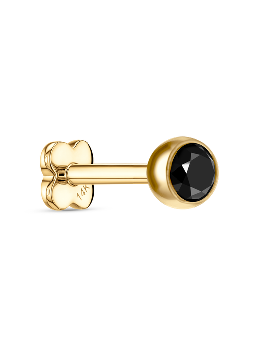 14K Gold & Black Lab-Grown Diamond Bezel Piercing Stud