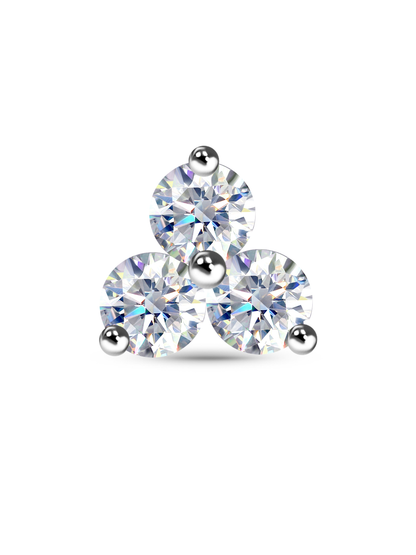 14K Gold & Triple Lab-Grown Diamond Piercing Stud